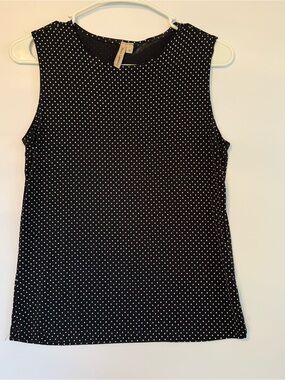 Susan Lawrence Black Sleeveless Tank with White Polka-Dot Trim